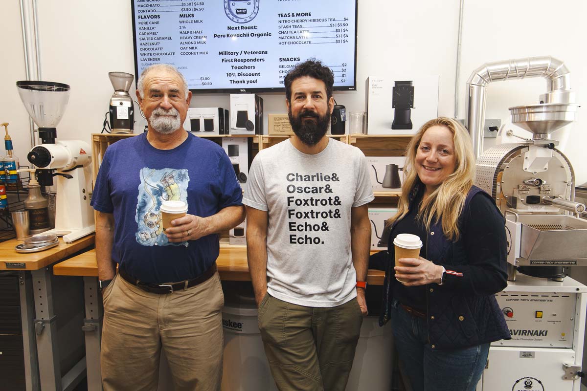 Owners of Fathom Coffee standing in the shop