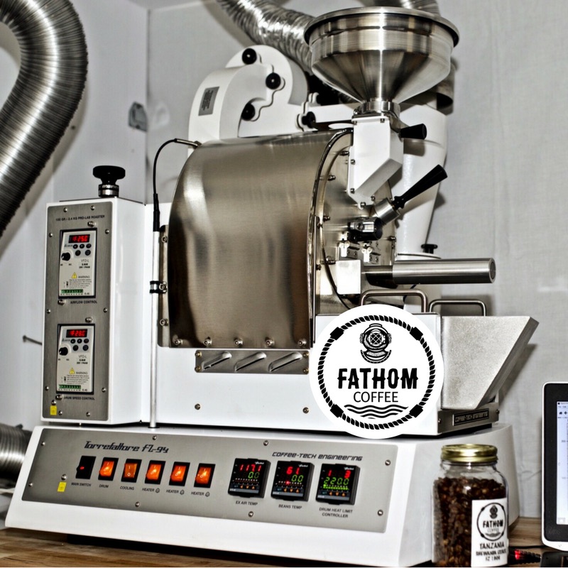 Fathom Coffee roasting a small batch of specialty coffee